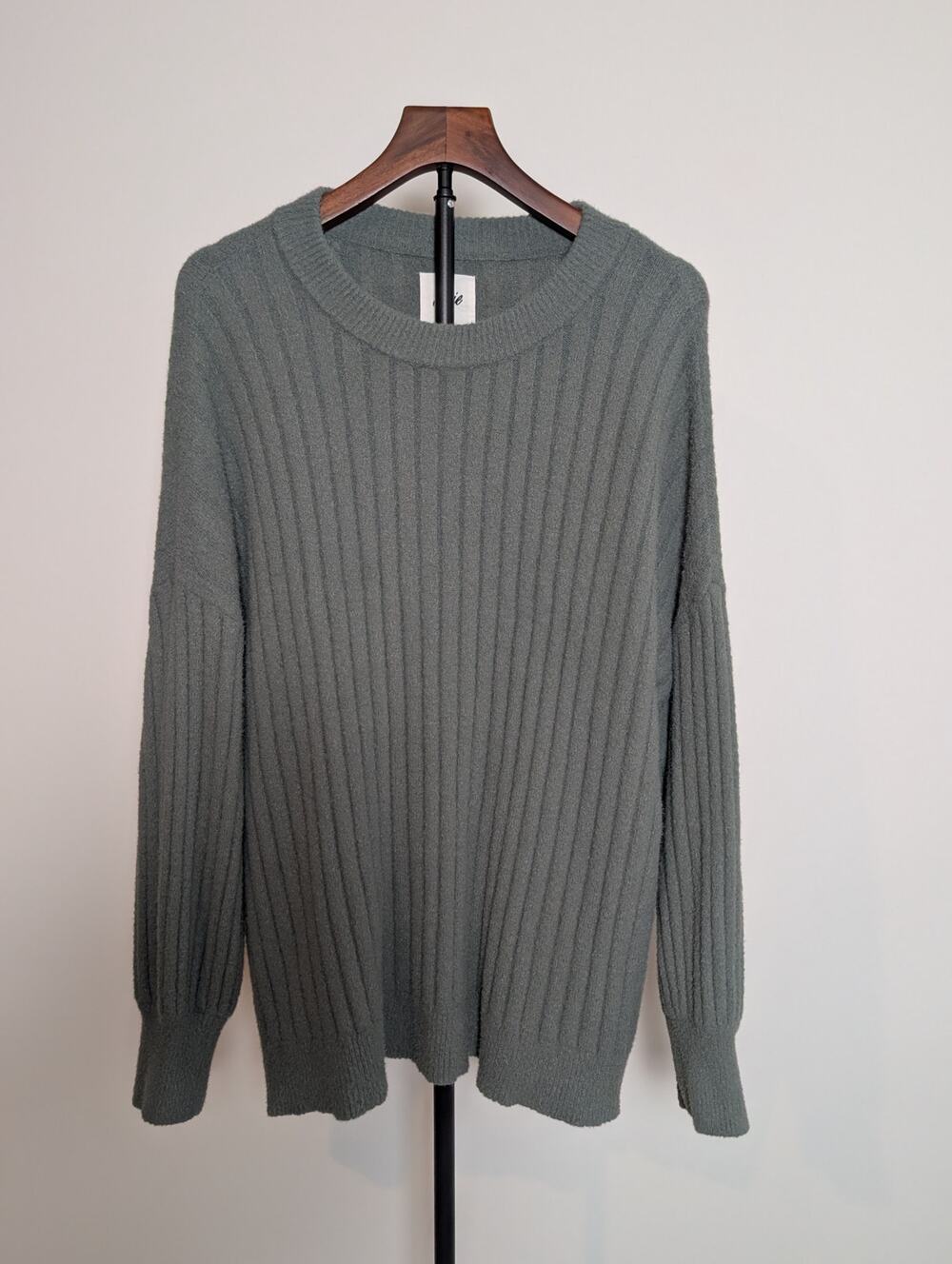 Aerie Buttercream Ribbed Oversized Crewneck Sweater - Sage Green
